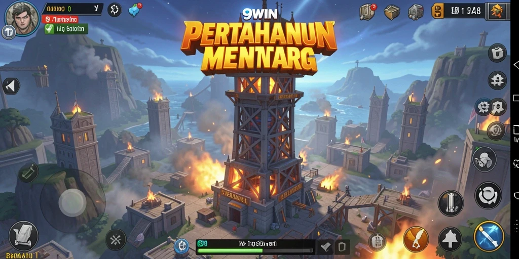 Tampilan gameplay mendebarkan dalam 9WIN Tower Defense.