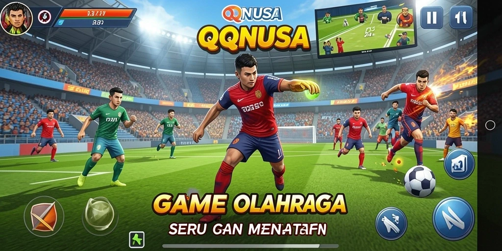 Gameplay QQNUSA menampilkan pertandingan seru antara tim olahraga.